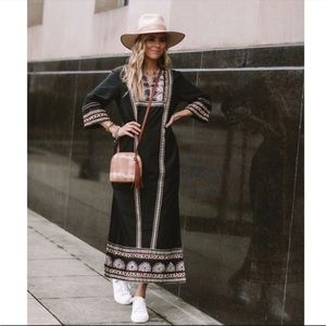 Souk Indigo Mabel Maxi Dress Embroidered Ethnic Boho Dress Size Small